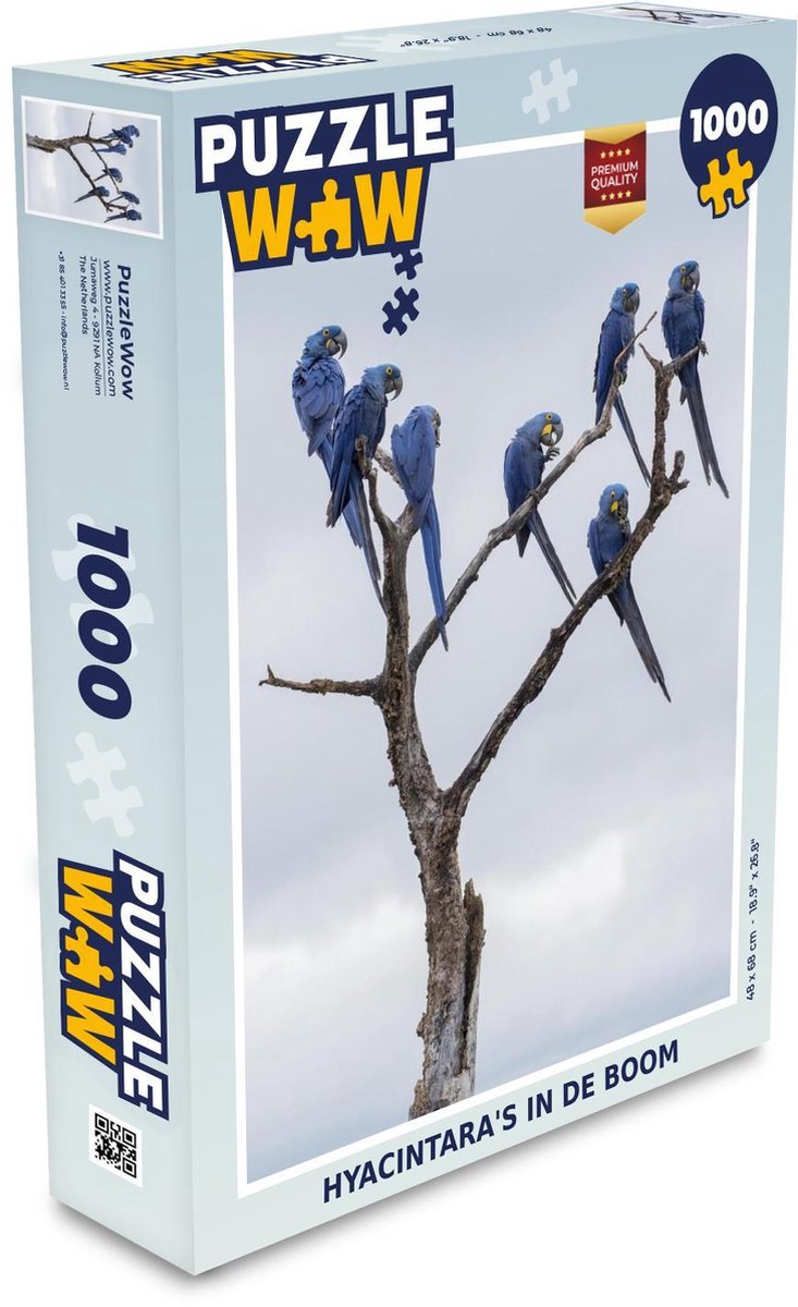 Puzzel 1000 stukjes volwassenen Hyacinthara 1000 stukjes - Hyacintara's in de boom  - PuzzleWow heeft +100000 puzzels