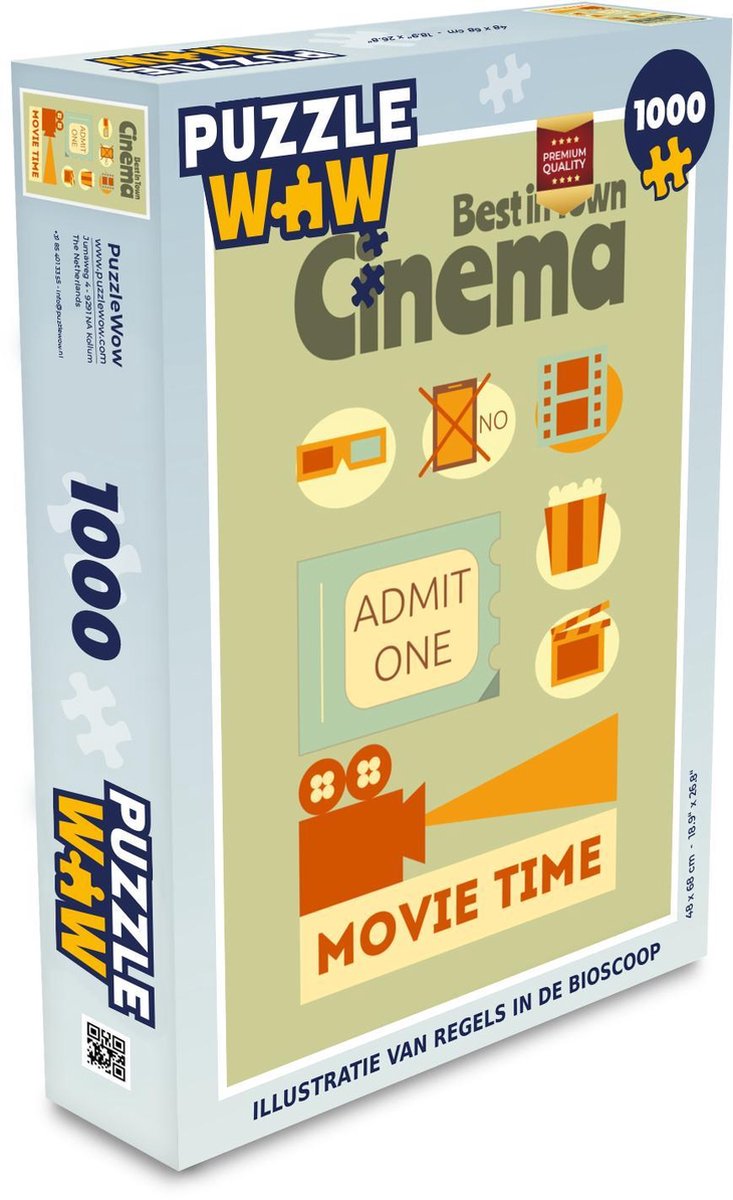 Puzzel 1000 stukjes volwassenen Cinema 1000 stukjes - Illustratie van regels in de bioscoop puzzel 1000 stukjes  - PuzzleWow heeft +100000 puzzels