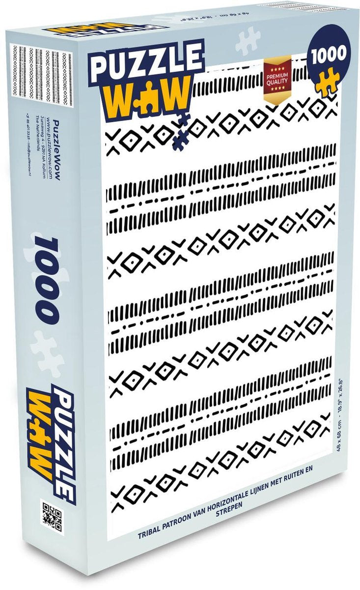 Puzzel 1000 stukjes volwassenen Tribal patroon 1000 stukjes - Tribal patroon van horizontale lijnen met ruiten en strepen puzzel 1000 stukjes  - PuzzleWow heeft +100000 puzzels