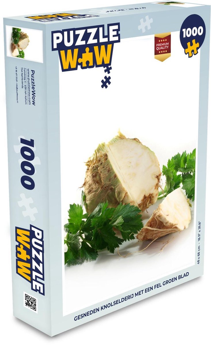 Puzzel 1000 stukjes volwassenen Knolselderij 1000 stukjes - Gesneden knolselderij met een fel groen blad  - PuzzleWow heeft +100000 puzzels