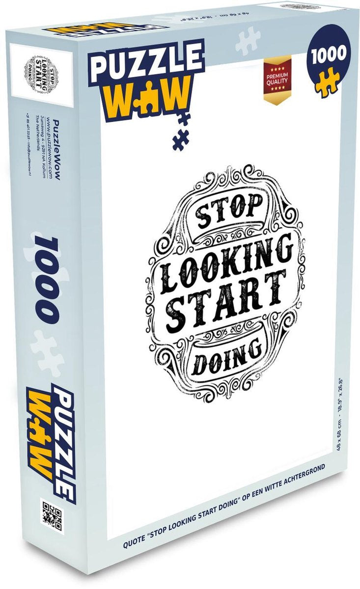 Puzzel 1000 stukjes volwassenen Retro illustratie 1000 stukjes - Quote Stop looking start doing op een witte achtergrond puzzel 1000 stukjes  - PuzzleWow heeft +100000 puzzels