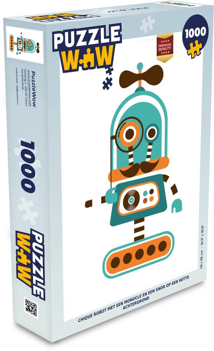 Puzzel - Puzzel 1000 stukjes volwassenen - Chique robot met een monocle en een snor - Legpuzzel