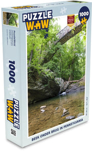 Puzzel 1000 stukjes volwassenen Pennsylvania 1000 stukjes - Beek onder brug in Pennsylvania  - PuzzleWow heeft +100000 puzzels