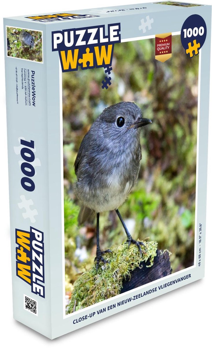 Puzzel 1000 stukjes volwassenen Nieuw-Zeelandse vliegenvanger 1000 stukjes - Close-up van een Nieuw-Zeelandse vliegenvanger  - PuzzleWow heeft +100000 puzzels