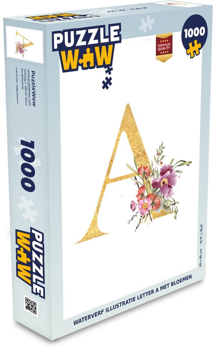 Puzzel - Puzzel 1000 stukjes volwassenen - Bloemen - Letter - Goud - Legpuzzel