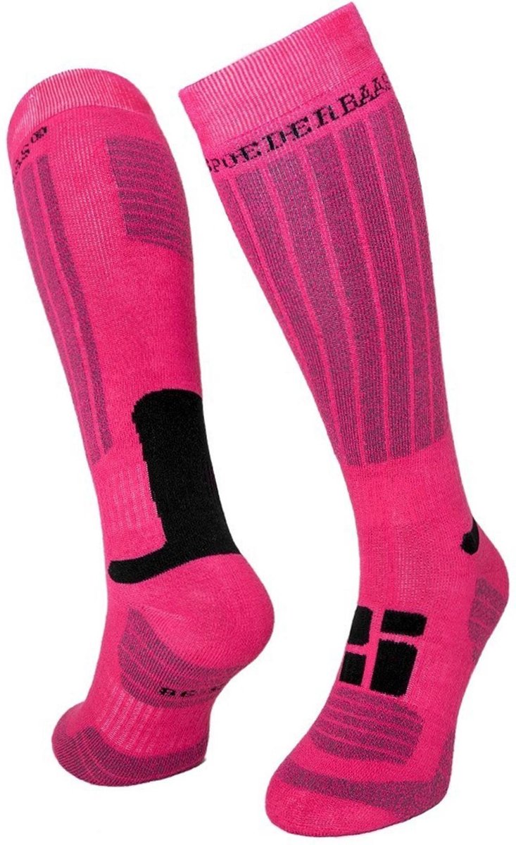 Poederbaas Wintersportsokken - Maat 39-42 - Vrouwen - roze/zwart