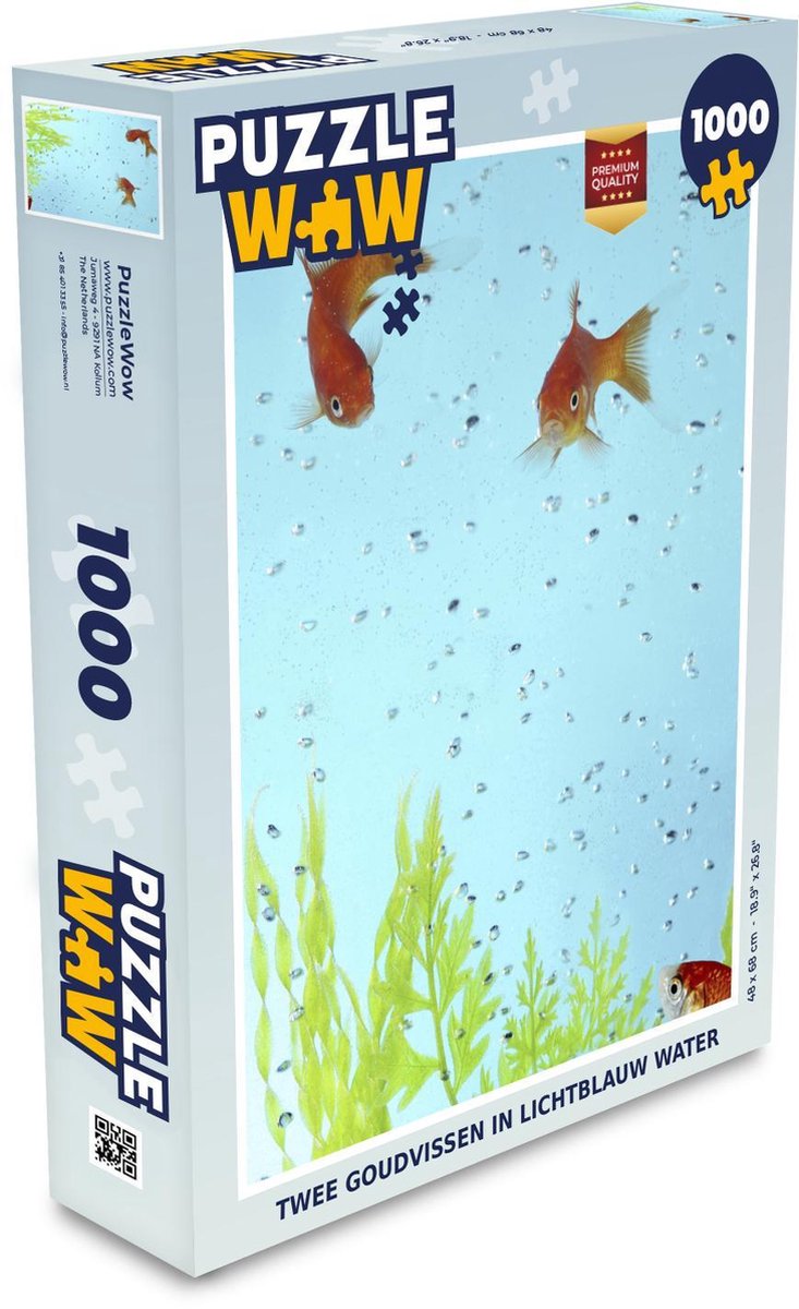 Puzzel Goudvissen 1000 stukjes - Twee goudvissen in lichtblauw water
