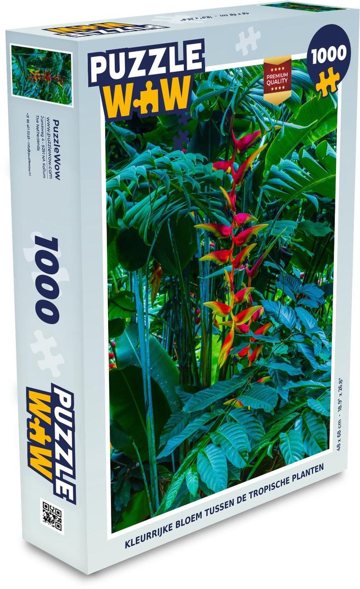 Puzzel 1000 stukjes volwassenen Tropisch  1000 stukjes - Kleurrijke bloem tussen de tropische planten  - PuzzleWow heeft +100000 puzzels