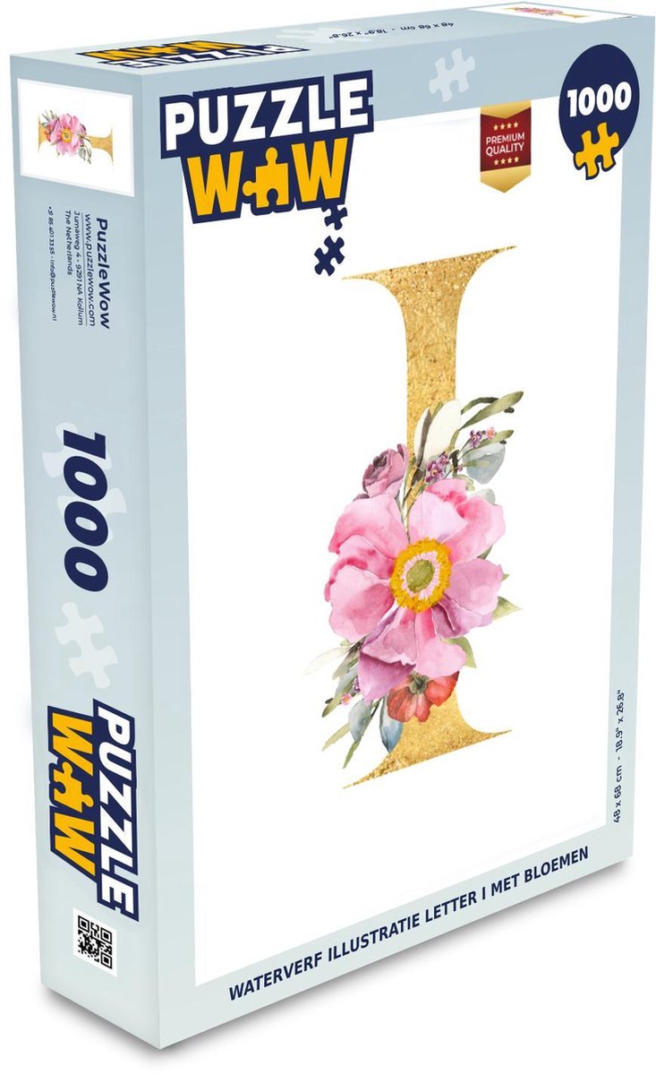 Puzzel - Puzzel 1000 stukjes volwassenen - Bloemen - Letter - Goud - Legpuzzel