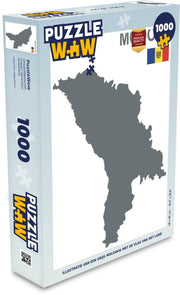 Puzzel 1000 stukjes volwassenen Moldavië illustratie 1000 stukjes - Illustratie van een grijs Moldavië met de vlag van het land  - PuzzleWow heeft +100000 puzzels