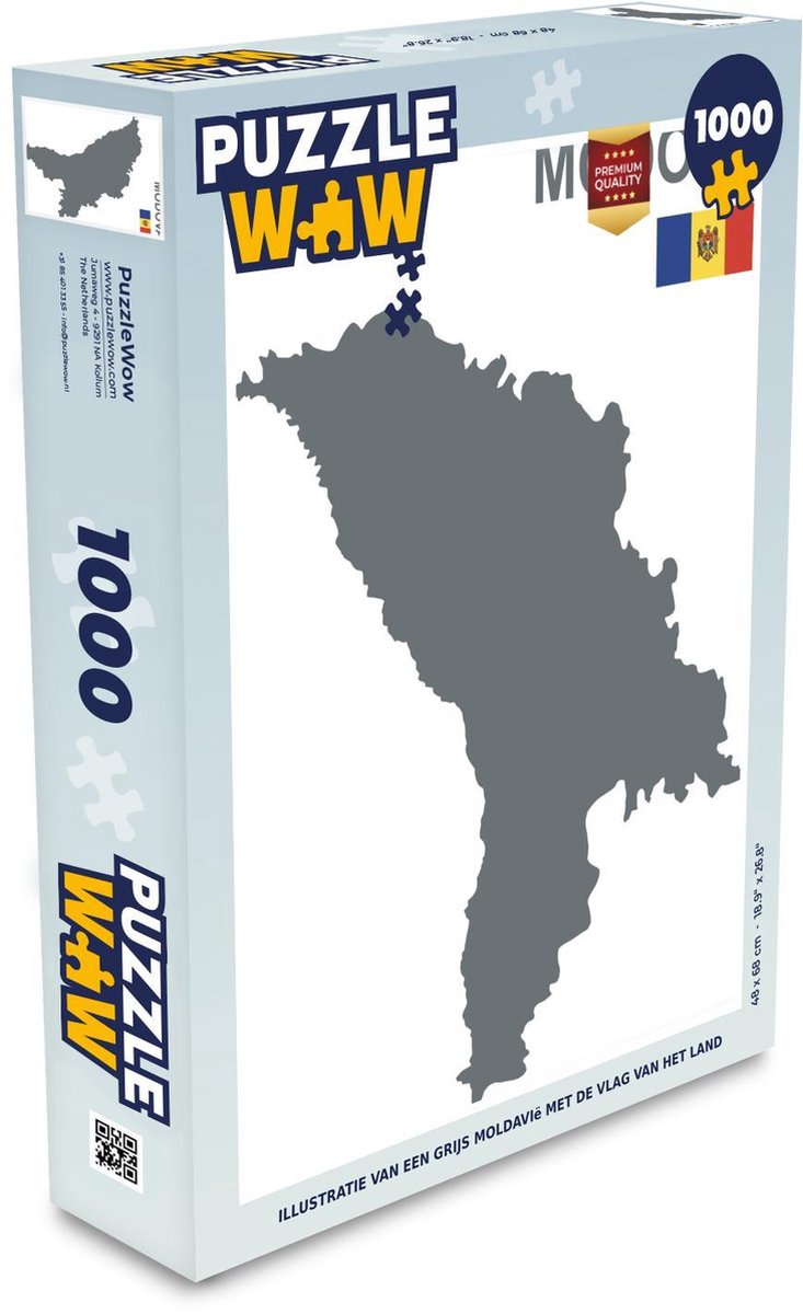 Puzzel 1000 stukjes volwassenen Moldavië illustratie 1000 stukjes - Illustratie van een grijs Moldavië met de vlag van het land  - PuzzleWow heeft +100000 puzzels