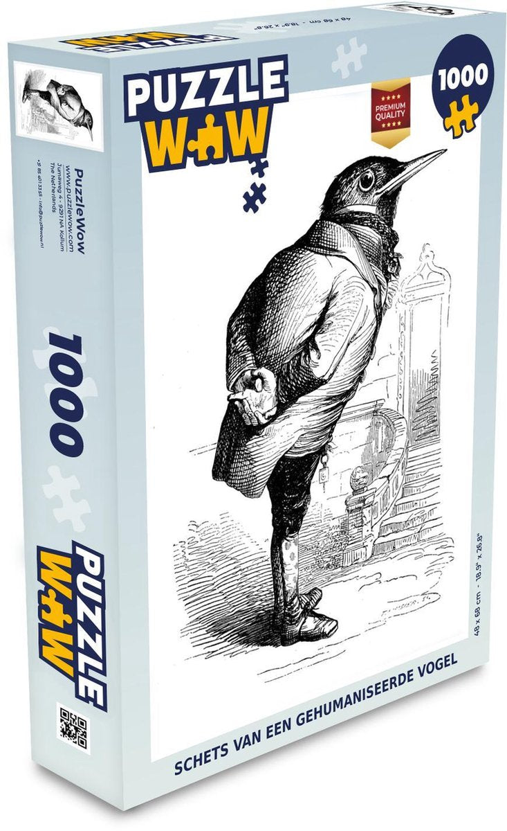 Puzzel 1000 stukjes volwassenen Humanisatie 1000 stukjes - Schets van een gehumaniseerde vogel  - PuzzleWow heeft +100000 puzzels