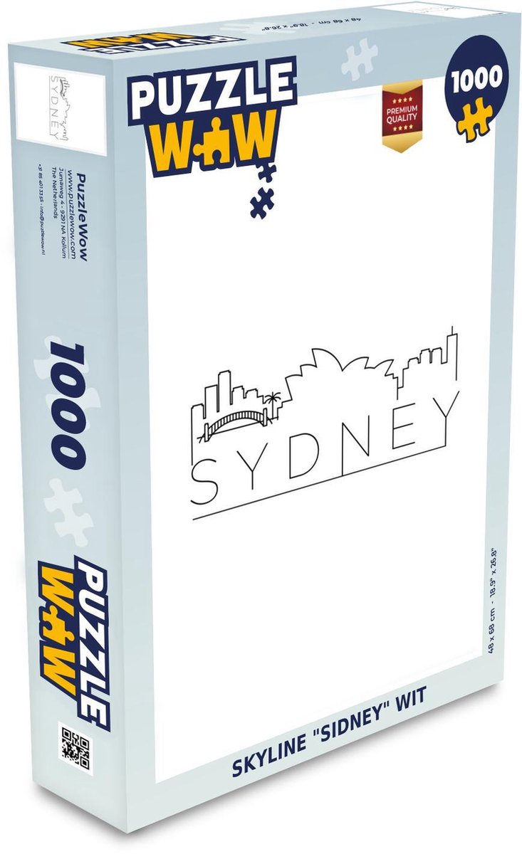 Puzzel 1000 stukjes volwassenen Wereldsteden 1000 stukjes - Skyline Sidney wit puzzel 1000 stukjes  - PuzzleWow heeft +100000 puzzels