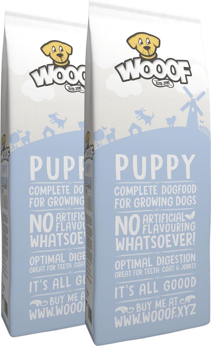 WOOOF Puppy - Geperst puppyvoer - Geperste puppybrokken - Droogvoer puppy - 36KG