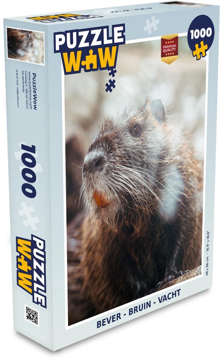 Puzzel - Puzzel 1000 stukjes volwassenen - Bever - Bruin - Vacht - Legpuzzel