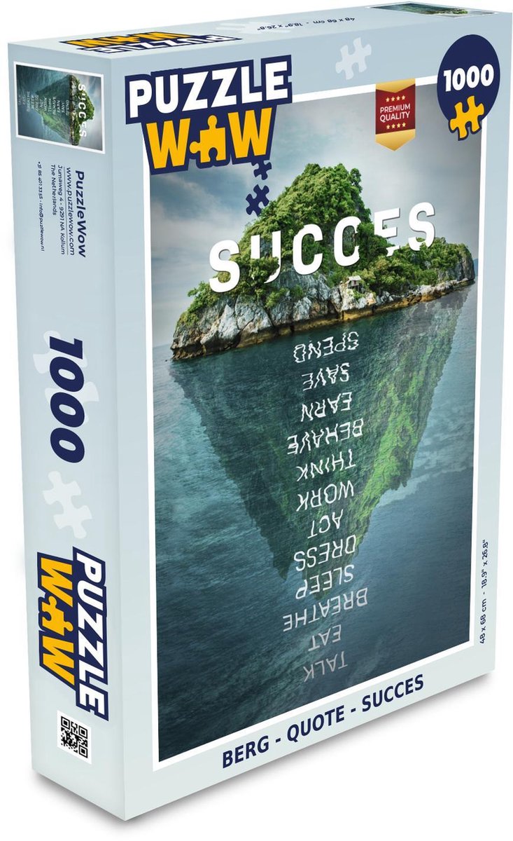 Puzzel - Puzzel 1000 stukjes volwassenen - Berg - Quote - Succes - Legpuzzel