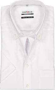 MARVELIS Comfort Fit - overhemd korte mouw - wit (button-down) - Strijkvrij - Boordmaat: 44