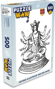Puzzel 500 stukjes Shiva illustratie - Antieke illustratie van een Shiva  - PuzzleWow heeft +100000 puzzels