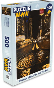 Puzzel - Puzzel 500 stukjes - Goud - Straten - Amsterdam - Legpuzzel