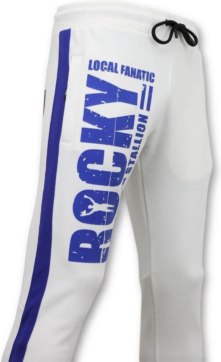 Local Fanatic Exclusieve Heren Trainingsbroek - Italian Stallion Rocky Balboa - Wit - Maten: M