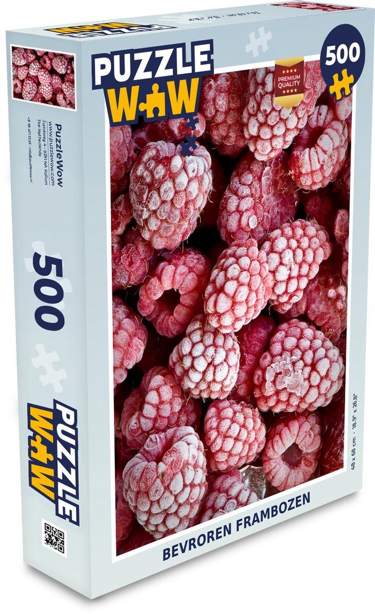 Puzzel 500 stukjes Framboos - Bevroren frambozen  - PuzzleWow heeft +100000 puzzels