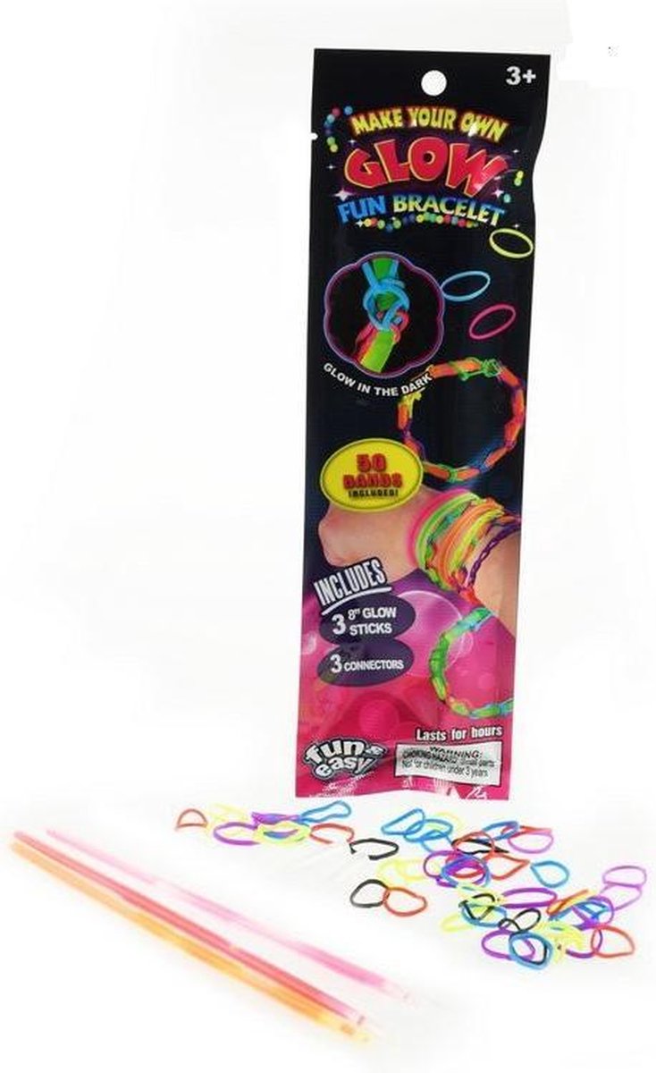 Glow armband/ketting met loomies verkrijgbaar in 2 uitvoeringen.