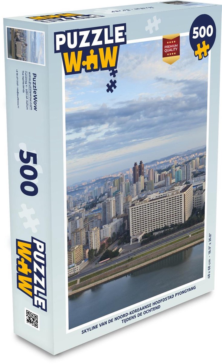 Puzzel 500 stukjes Pyongyang - Skyline van de Noord-Koreaanse hoofdstad Pyongyang tijdens de ochtend  - PuzzleWow heeft +100000 puzzels