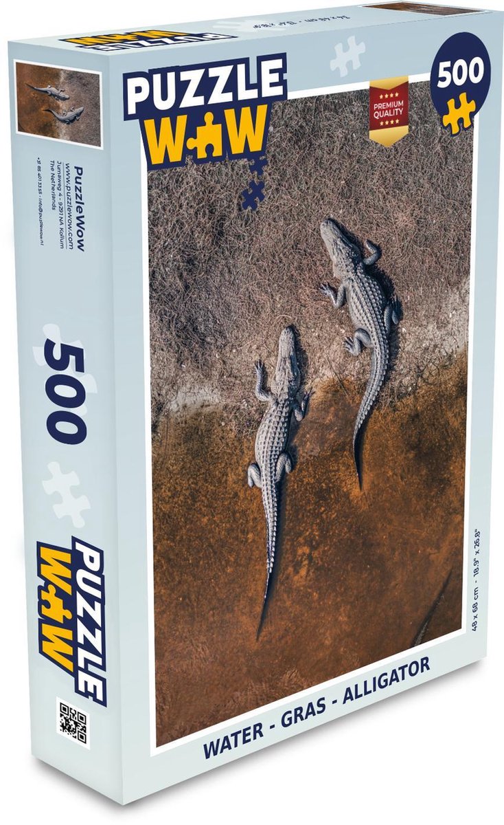 Puzzel - Puzzel 500 stukjes - Water - Gras - Alligator - Legpuzzel