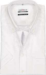 MARVELIS Comfort Fit - overhemd korte mouw - wit (button-down) - Strijkvrij - Boordmaat: 39