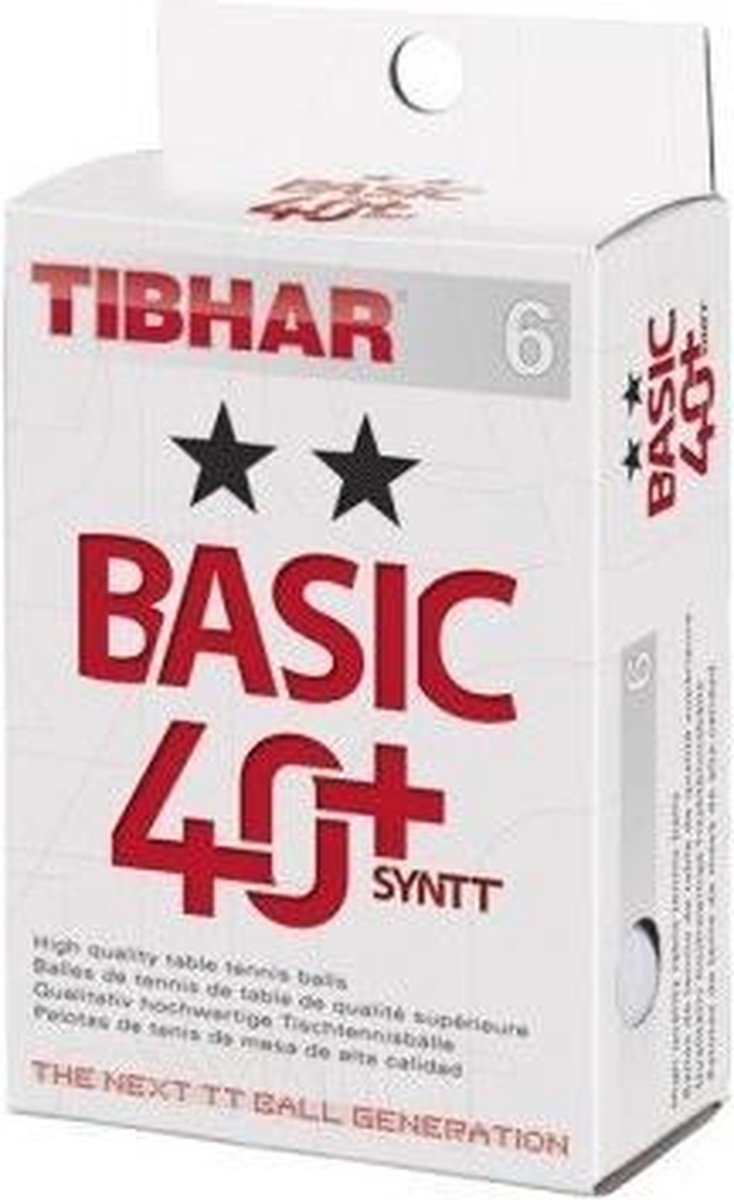 Tibhar Tafeltennisballen Basic SYNTT 2* Wit - 6 Ping Pong Ballen