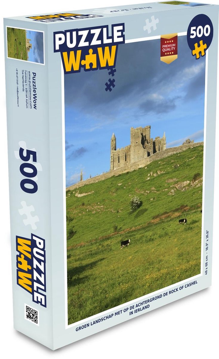 Puzzel 500 stukjes Rock of Cashel - Groen landschap met op de achtergrond de Rock Of Cashel in Ierland  - PuzzleWow heeft +100000 puzzels