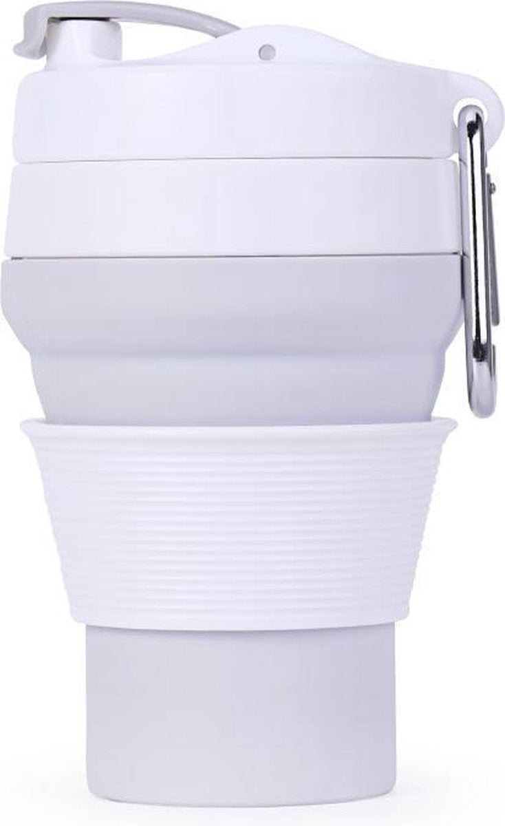 Inklapbare Koffie Kop - Siliconen Koffie Beker - Onderweg -Grijs - 350 ML - Inklapbaar - Compact