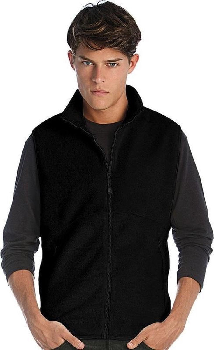 Fleece casual bodywarmer zwart voor heren - Outdoorkleding wandelen/zeilen - Mouwloze vesten 2XL