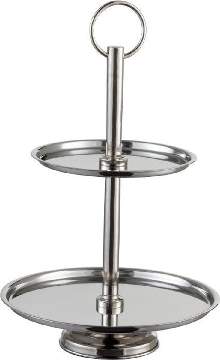 J-Line Plateau 2 Niveaus Deco Roestvrij Staal Zilver