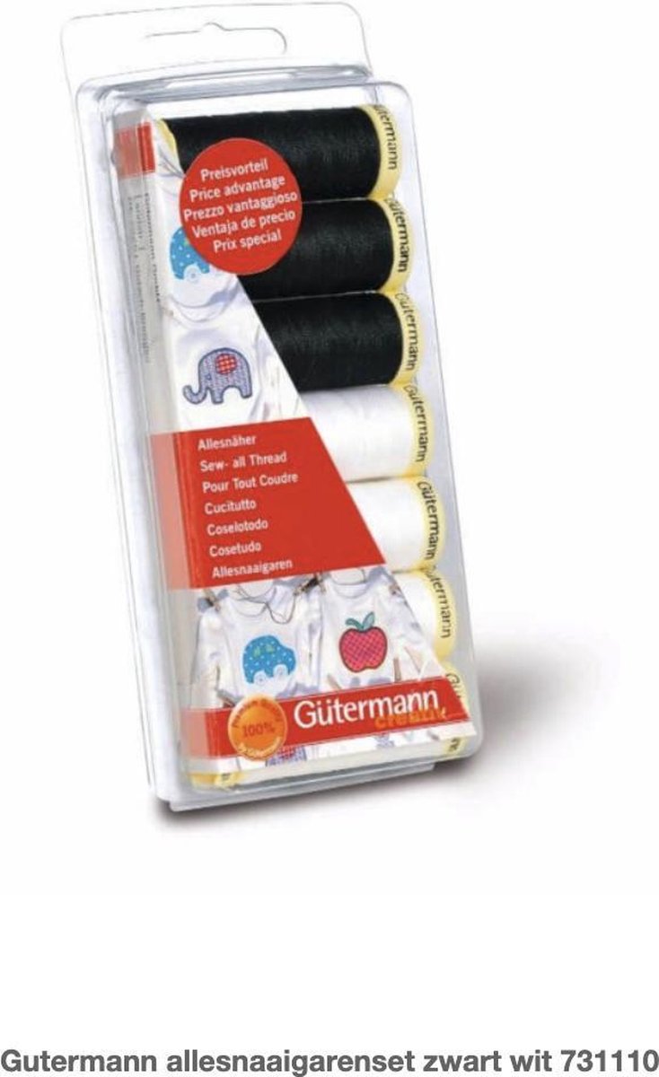 Gutermann allesnaaigarenset zwart wit 731110