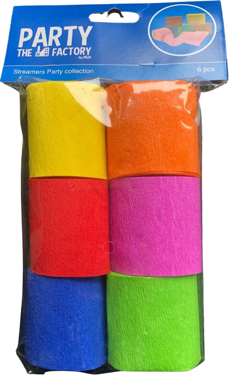 Crêpepapier 10m x 5cm 6 kleuren - knutselspullen - decoratie - hobby - knutsel - versiering - maken - cadeau