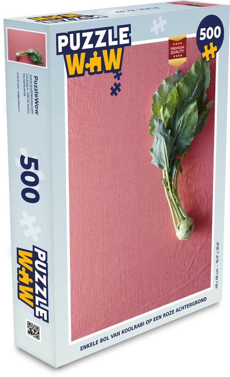 Puzzel Koolrabi 500 stukjes - Enkele bol van koolrabi op een roze achtergrond