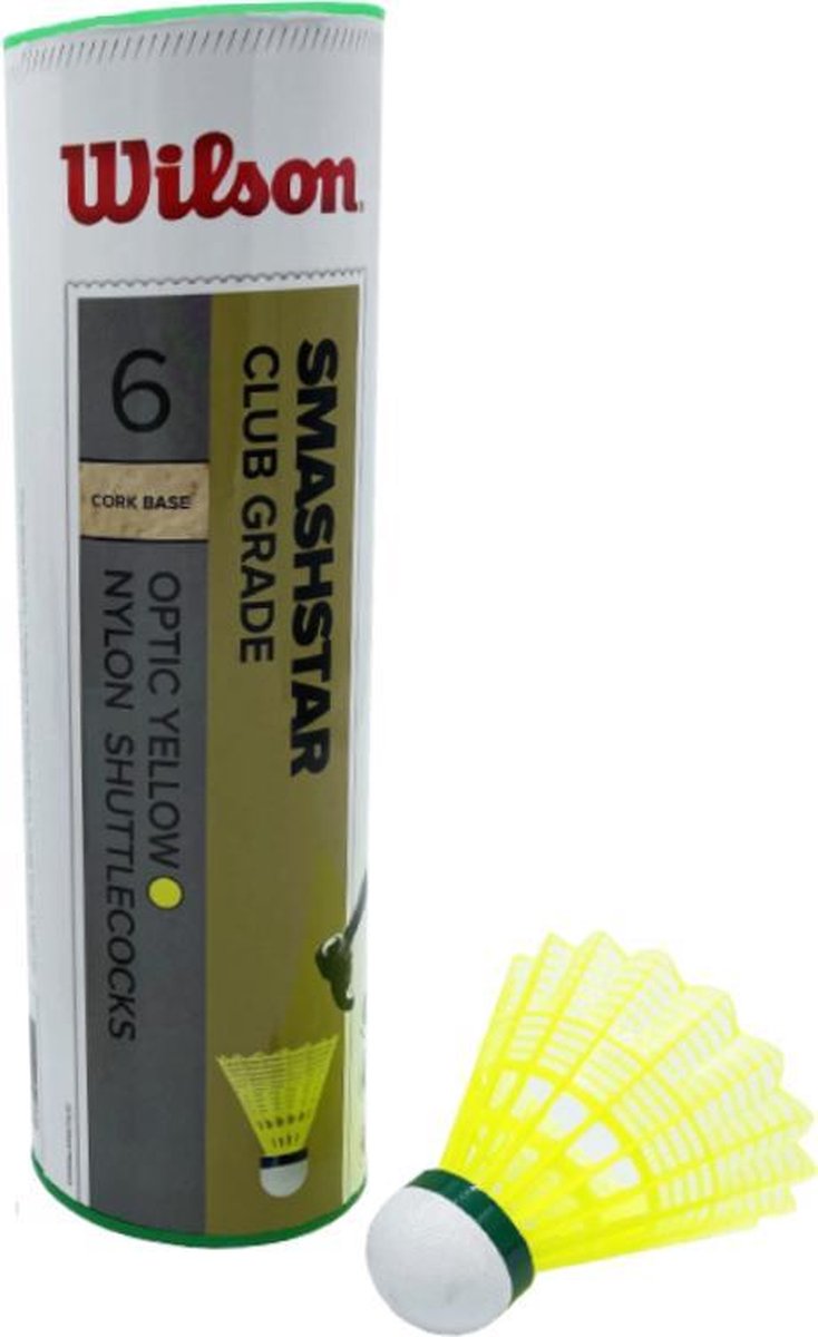 Badminton Shuttles Wilson Smashstar SLOW Club Grade Koker 6 stuks Geel