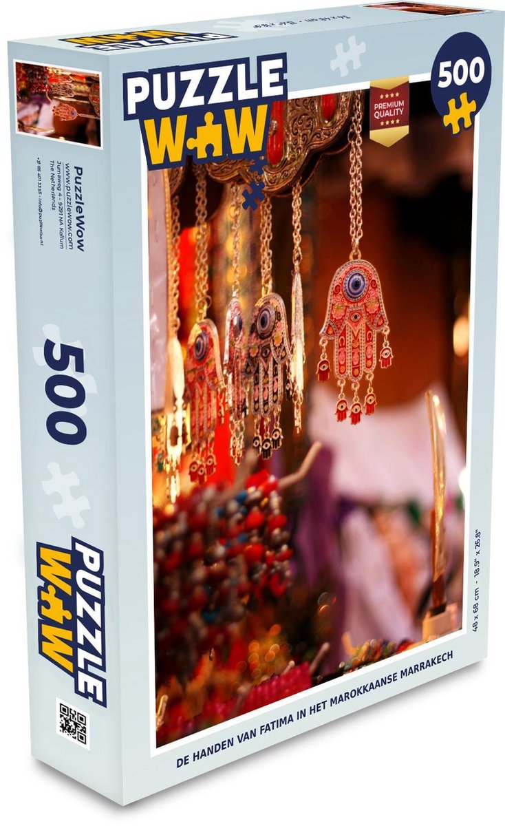Puzzel 500 stukjes Hand van Fatima - De handen van Fatima in het Marokkaanse Marrakech PuzzleWow heeft +100000 puzzels
