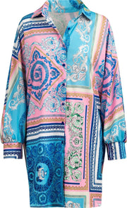 Printed shirt dress blue