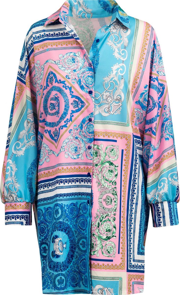 Printed shirt dress blue