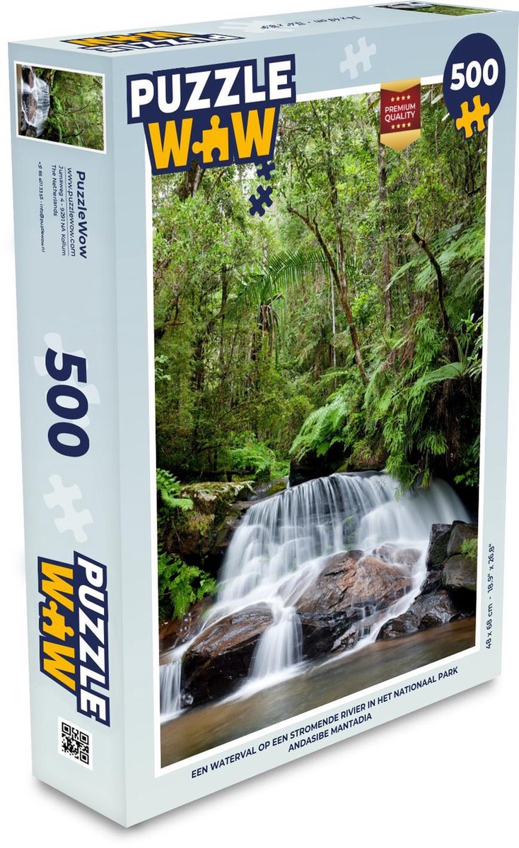Puzzel Nationaal park Andasibe Mantadia 500 stukjes - Een waterval op een stromende rivier in het Nationaal park Andasibe Mantadia