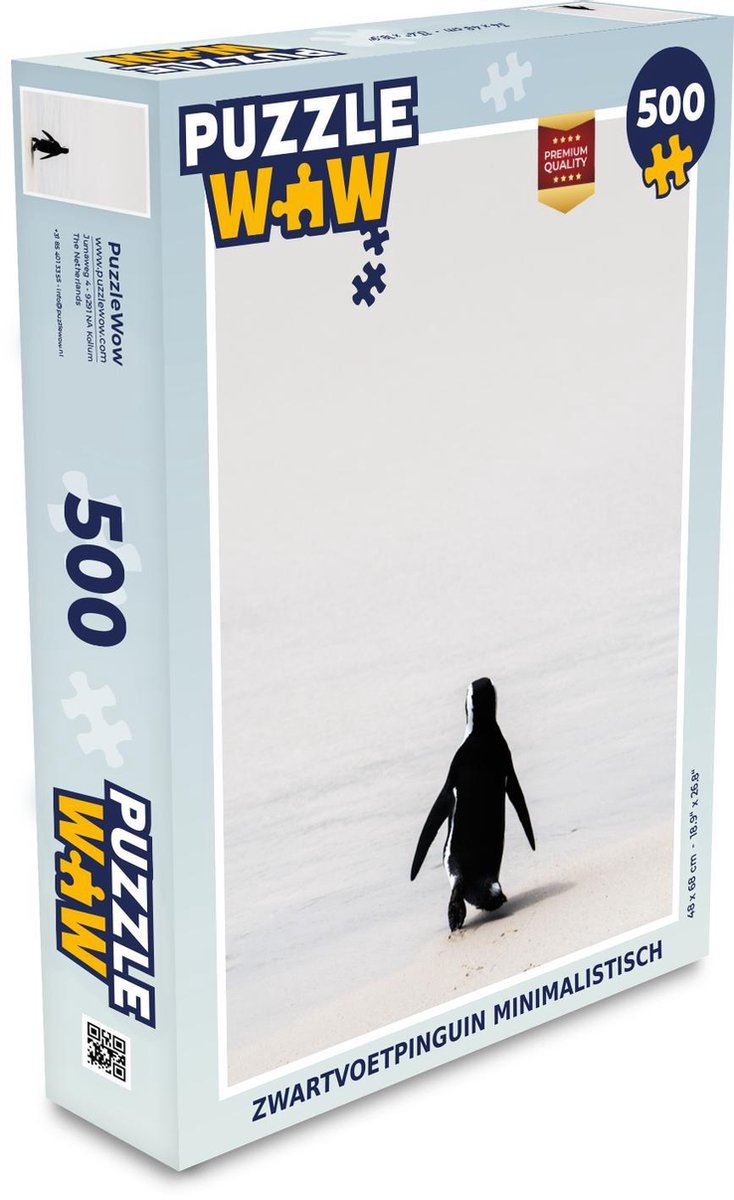 Puzzel 500 stukjes Pinguïns - Zwartvoetpinguin minimalistisch  - PuzzleWow heeft +100000 puzzels