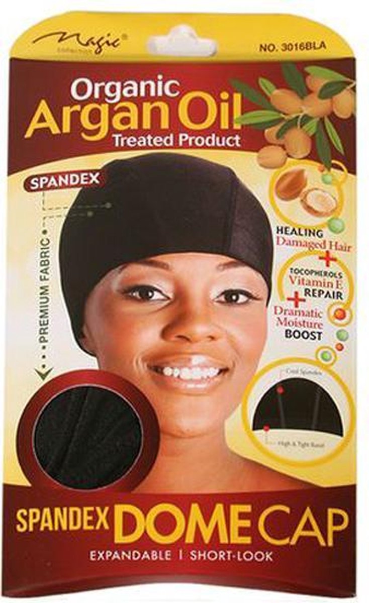 Hoofdkap Magic Argan Oil Spandex Dome Cap Kap Zwart