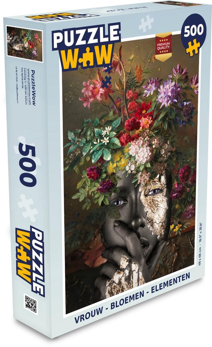 Puzzel - Puzzel 500 stukjes - Vrouw - Bloemen - Elementen - Legpuzzel