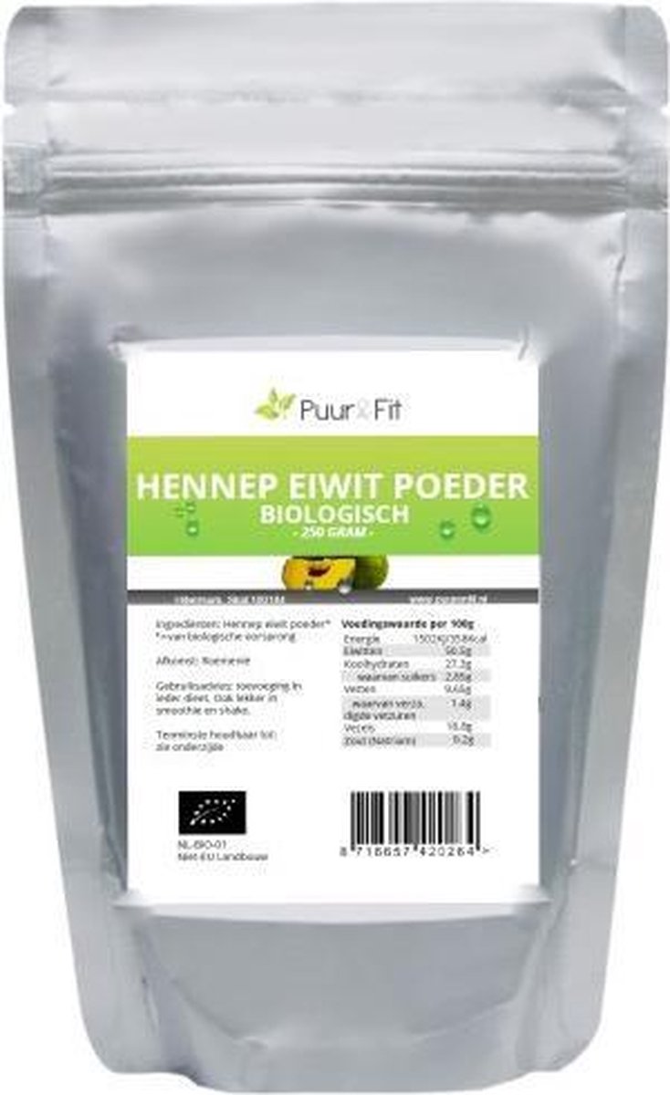 Puur&Fit Biologisch Hennep Eiwitpoeder 250 gr