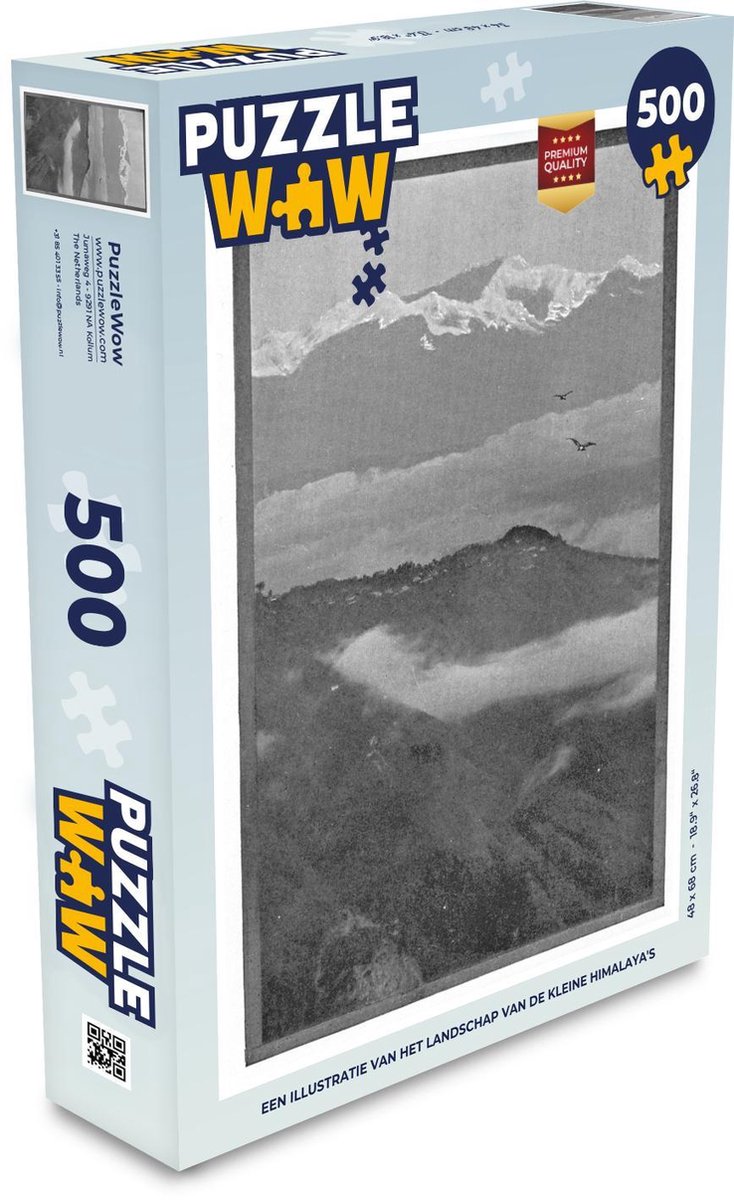 Puzzel 500 stukjes Himalaya illustratie - Een illustratie van het landschap van de kleine Himalaya's  - PuzzleWow heeft +100000 puzzels
