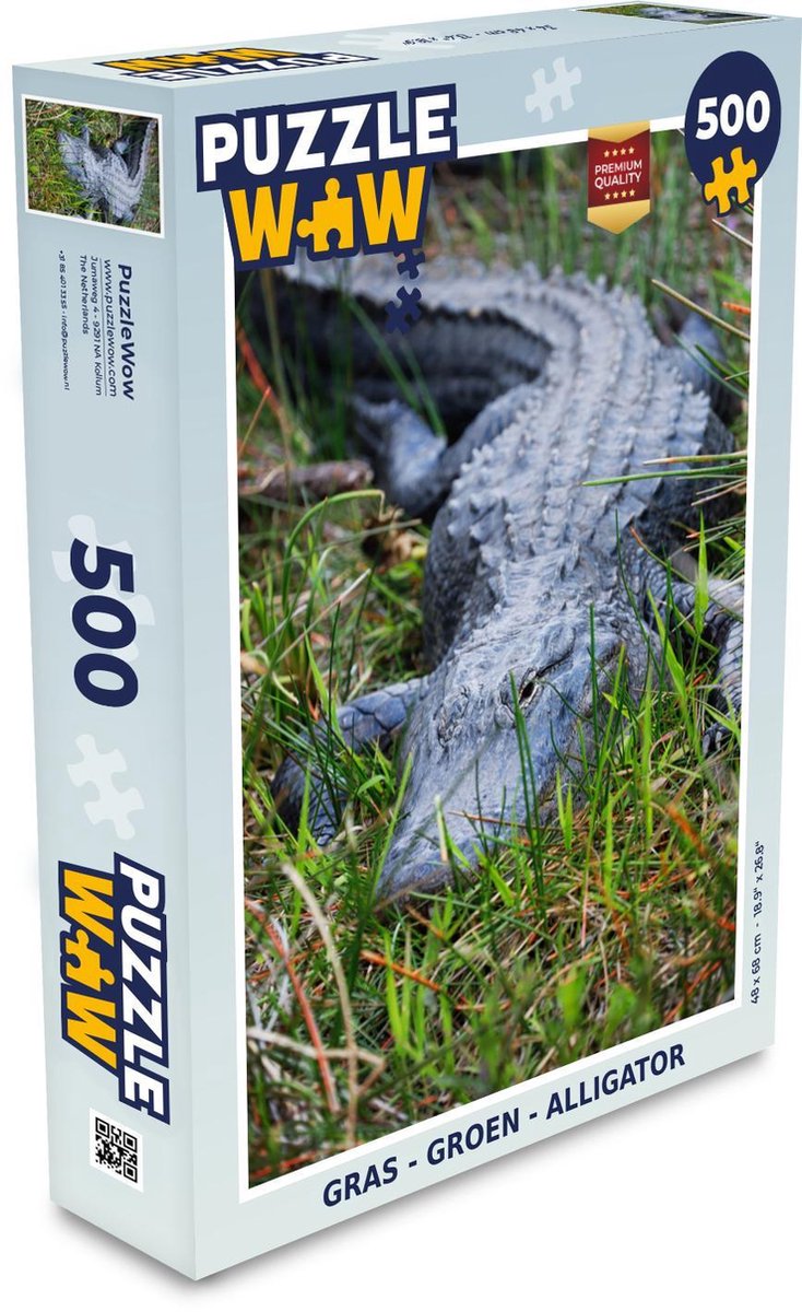 Puzzel - Puzzel 500 stukjes - Gras - groen - Alligator - Legpuzzel