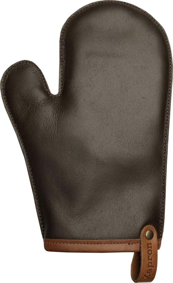 Xapron leren (BBQ) ovenwant Utah - kleur Choco (bruin)