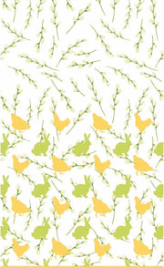Pasen tafelkleed/tafellaken konijnen en hanen geel / groen 138 x 220 cm - Pasen thema papieren tafeldecoraties